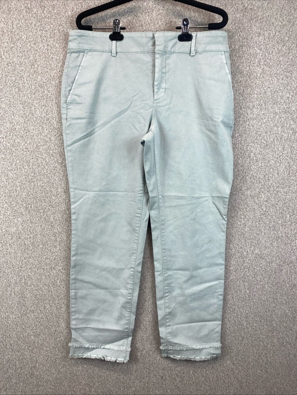 LOFT Frayed Hem Girlfriend Chino Pants Women's Size 12 Crop Stretchy green